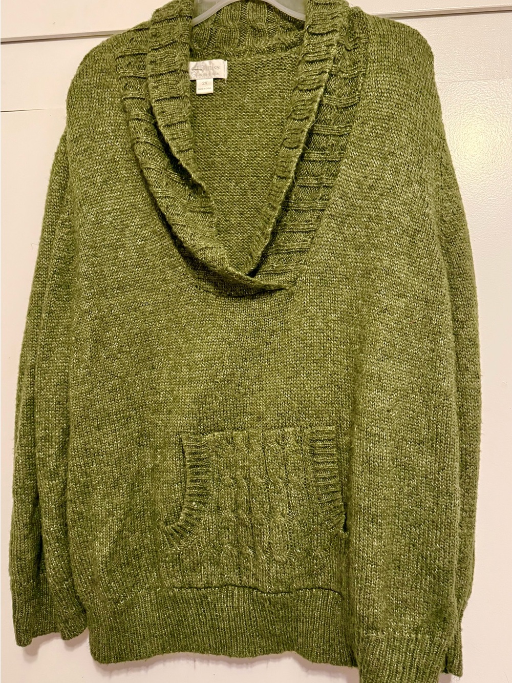 C J Banks Cozy Olive Green Shawl-Collar Sweater 2X